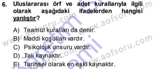 Uluslararası Hukuk 1 Dersi 2013 - 2014 Yılı (Vize) Ara Sınav Soruları 6. Soru