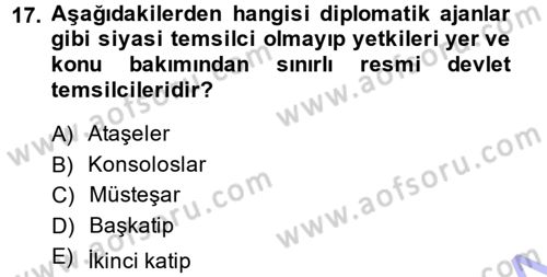 Uluslararası Hukuk 1 Dersi 2013 - 2014 Yılı (Final) Dönem Sonu Sınav Soruları 17. Soru