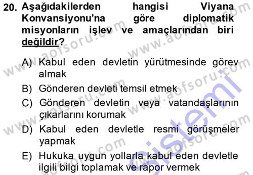 Uluslararası Hukuk 1 Dersi 2013 - 2014 Yılı (Final) Dönem Sonu Sınav Soruları 20. Soru