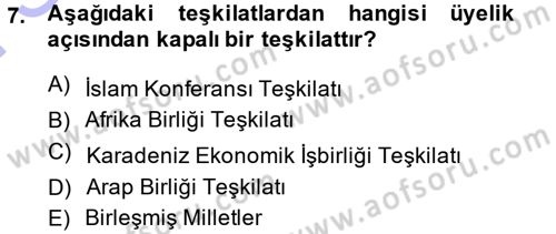 Uluslararası Hukuk 1 Dersi 2013 - 2014 Yılı (Final) Dönem Sonu Sınav Soruları 7. Soru