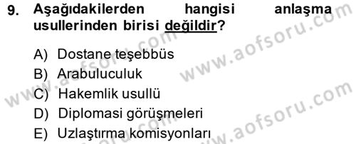 Uluslararası Hukuk 1 Dersi 2013 - 2014 Yılı (Final) Dönem Sonu Sınav Soruları 9. Soru