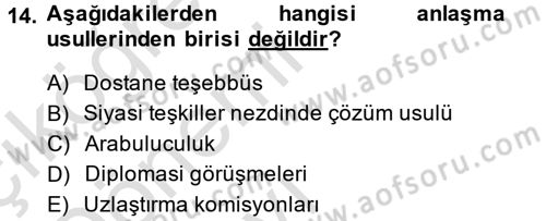 Uluslararası Hukuk 1 Dersi 2013 - 2014 Yılı Tek Ders Sınav Soruları 14. Soru