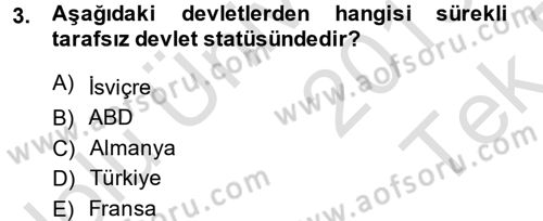 Uluslararası Hukuk 1 Dersi 2013 - 2014 Yılı Tek Ders Sınav Soruları 3. Soru