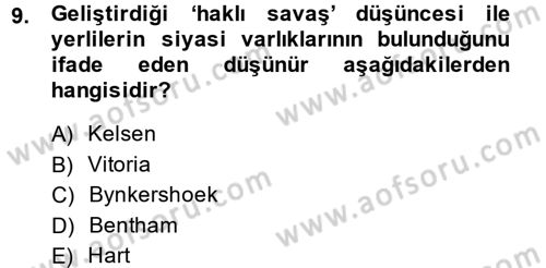 Uluslararası Hukuk 1 Dersi 2013 - 2014 Yılı Tek Ders Sınav Soruları 9. Soru