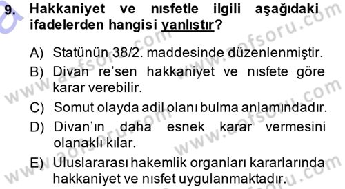 Uluslararası Hukuk 1 Dersi 2014 - 2015 Yılı (Vize) Ara Sınav Soruları 9. Soru