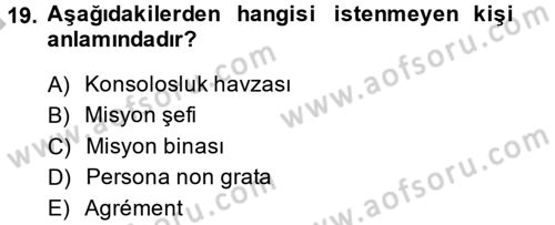 Uluslararası Hukuk 1 Dersi 2014 - 2015 Yılı (Final) Dönem Sonu Sınav Soruları 19. Soru