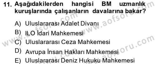Uluslararası Hukuk 1 Dersi 2014 - 2015 Yılı Tek Ders Sınav Soruları 11. Soru