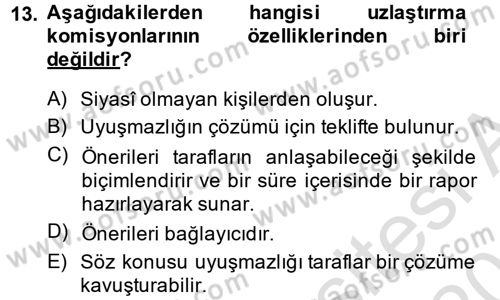 Uluslararası Hukuk 1 Dersi 2014 - 2015 Yılı Tek Ders Sınav Soruları 13. Soru