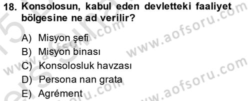 Uluslararası Hukuk 1 Dersi 2014 - 2015 Yılı Tek Ders Sınav Soruları 18. Soru