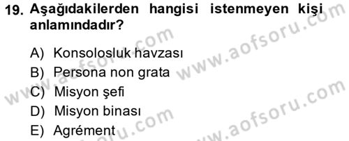 Uluslararası Hukuk 1 Dersi 2014 - 2015 Yılı Tek Ders Sınav Soruları 19. Soru