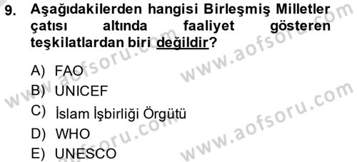 Uluslararası Hukuk 1 Dersi 2014 - 2015 Yılı Tek Ders Sınav Soruları 9. Soru