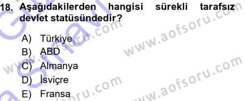 Uluslararası Hukuk 1 Dersi 2015 - 2016 Yılı (Vize) Ara Sınav Soruları 18. Soru
