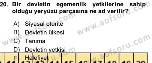Uluslararası Hukuk 1 Dersi 2015 - 2016 Yılı (Vize) Ara Sınav Soruları 20. Soru