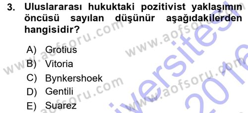 Uluslararası Hukuk 1 Dersi 2015 - 2016 Yılı (Vize) Ara Sınav Soruları 3. Soru