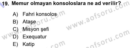Uluslararası Hukuk 1 Dersi 2015 - 2016 Yılı (Final) Dönem Sonu Sınav Soruları 19. Soru