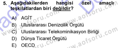 Uluslararası Hukuk 1 Dersi 2015 - 2016 Yılı (Final) Dönem Sonu Sınav Soruları 5. Soru