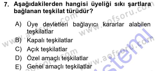Uluslararası Hukuk 1 Dersi 2015 - 2016 Yılı (Final) Dönem Sonu Sınav Soruları 7. Soru