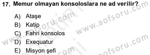 Uluslararası Hukuk 1 Dersi 2015 - 2016 Yılı Tek Ders Sınav Soruları 17. Soru