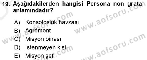 Uluslararası Hukuk 1 Dersi 2015 - 2016 Yılı Tek Ders Sınav Soruları 19. Soru