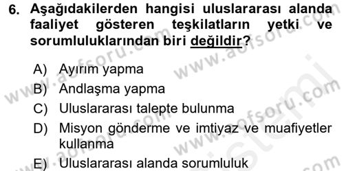 Uluslararası Hukuk 1 Dersi 2015 - 2016 Yılı Tek Ders Sınav Soruları 6. Soru