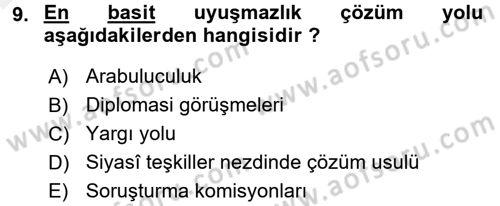 Uluslararası Hukuk 1 Dersi 2015 - 2016 Yılı Tek Ders Sınav Soruları 9. Soru