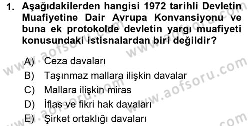 Uluslararası Hukuk 1 Dersi 2016 - 2017 Yılı 3 Ders Sınav Soruları 1. Soru