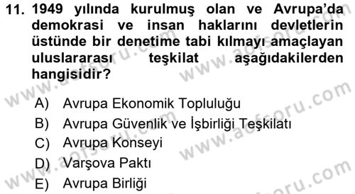 Uluslararası Hukuk 1 Dersi 2016 - 2017 Yılı 3 Ders Sınav Soruları 11. Soru