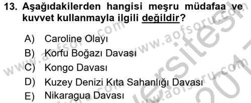 Uluslararası Hukuk 1 Dersi 2016 - 2017 Yılı 3 Ders Sınav Soruları 13. Soru