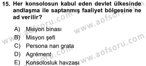 Uluslararası Hukuk 1 Dersi 2016 - 2017 Yılı 3 Ders Sınav Soruları 15. Soru