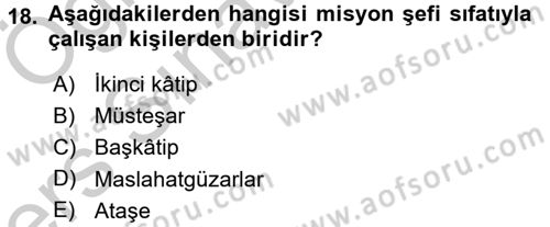 Uluslararası Hukuk 1 Dersi 2016 - 2017 Yılı 3 Ders Sınav Soruları 18. Soru