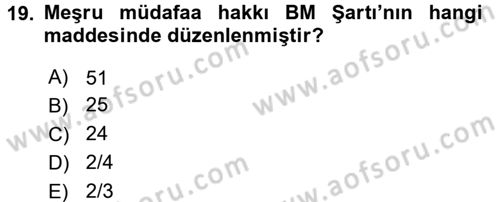 Uluslararası Hukuk 1 Dersi 2016 - 2017 Yılı 3 Ders Sınav Soruları 19. Soru