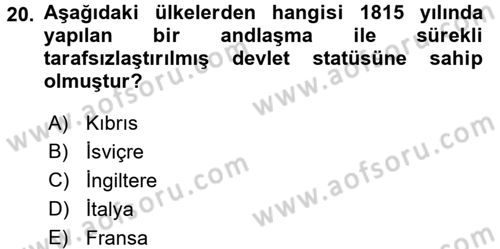 Uluslararası Hukuk 1 Dersi 2016 - 2017 Yılı 3 Ders Sınav Soruları 20. Soru