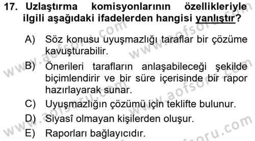 Uluslararası Hukuk 1 Dersi 2016 - 2017 Yılı (Final) Dönem Sonu Sınav Soruları 17. Soru