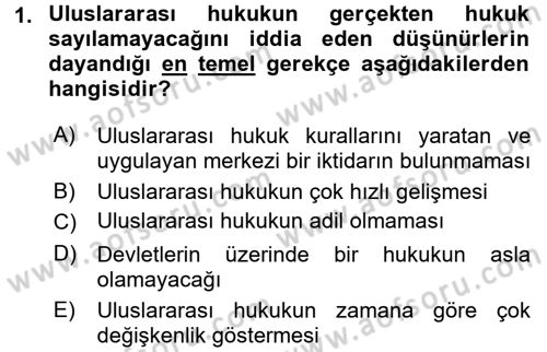 Uluslararası Hukuk 1 Dersi 2017 - 2018 Yılı (Vize) Ara Sınav Soruları 1. Soru
