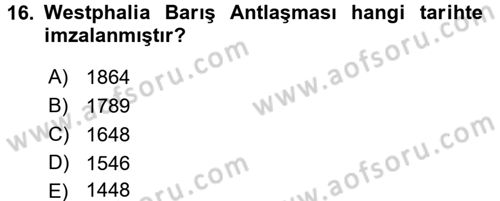 Uluslararası Hukuk 1 Dersi 2017 - 2018 Yılı (Vize) Ara Sınav Soruları 16. Soru