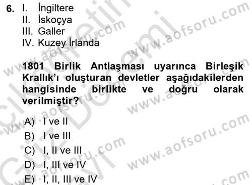 Uluslararası Hukuk 1 Dersi 2017 - 2018 Yılı (Vize) Ara Sınav Soruları 6. Soru