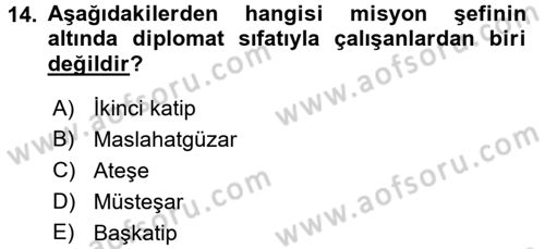 Uluslararası Hukuk 1 Dersi 2017 - 2018 Yılı (Final) Dönem Sonu Sınav Soruları 14. Soru