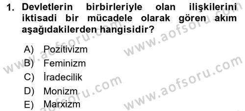 Uluslararası Hukuk 1 Dersi 2018 - 2019 Yılı (Vize) Ara Sınav Soruları 1. Soru