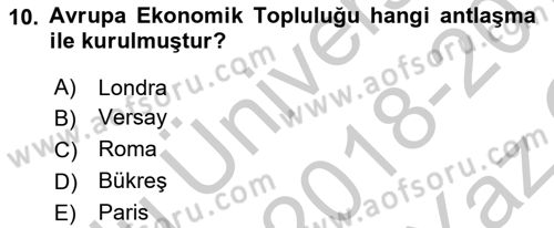Uluslararası Hukuk 1 Dersi 2018 - 2019 Yılı Yaz Okulu Sınav Soruları 10. Soru
