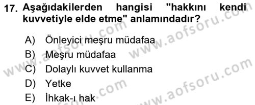 Uluslararası Hukuk 1 Dersi 2018 - 2019 Yılı Yaz Okulu Sınav Soruları 17. Soru