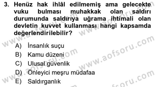 Uluslararası Hukuk 1 Dersi 2018 - 2019 Yılı Yaz Okulu Sınav Soruları 3. Soru