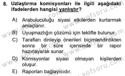 Uluslararası Hukuk 1 Dersi 2018 - 2019 Yılı Yaz Okulu Sınav Soruları 8. Soru