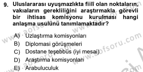 Uluslararası Hukuk 1 Dersi 2018 - 2019 Yılı Yaz Okulu Sınav Soruları 9. Soru