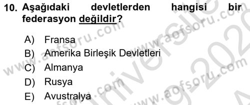 Uluslararası Hukuk 1 Dersi 2019 - 2020 Yılı (Vize) Ara Sınav Soruları 10. Soru