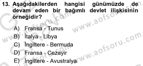 Uluslararası Hukuk 1 Dersi 2019 - 2020 Yılı (Vize) Ara Sınav Soruları 13. Soru