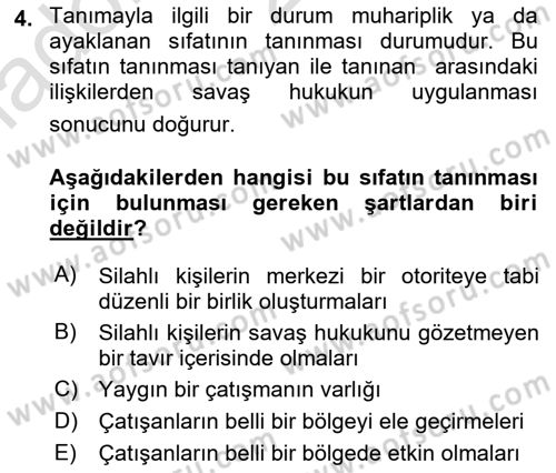 Uluslararası Hukuk 1 Dersi 2021 - 2022 Yılı (Vize) Ara Sınav Soruları 4. Soru