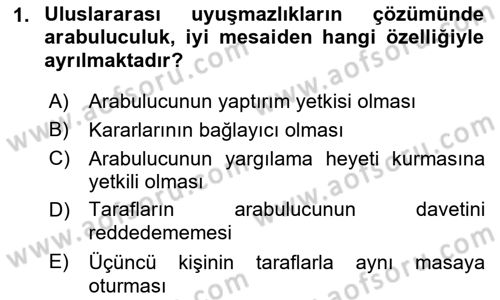 Uluslararası Hukuk 1 Dersi 2021 - 2022 Yılı (Final) Dönem Sonu Sınav Soruları 1. Soru