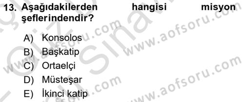 Uluslararası Hukuk 1 Dersi 2021 - 2022 Yılı (Final) Dönem Sonu Sınav Soruları 13. Soru