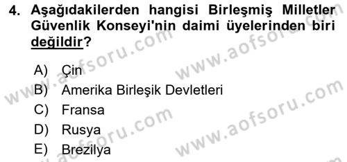 Uluslararası Hukuk 1 Dersi 2021 - 2022 Yılı (Final) Dönem Sonu Sınav Soruları 4. Soru