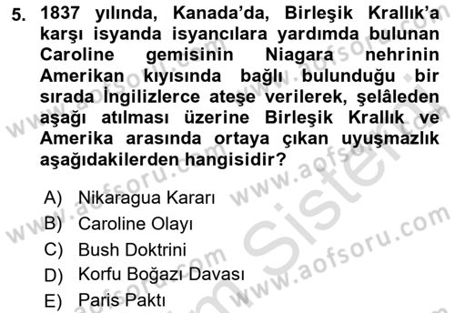 Uluslararası Hukuk 1 Dersi 2021 - 2022 Yılı (Final) Dönem Sonu Sınav Soruları 5. Soru